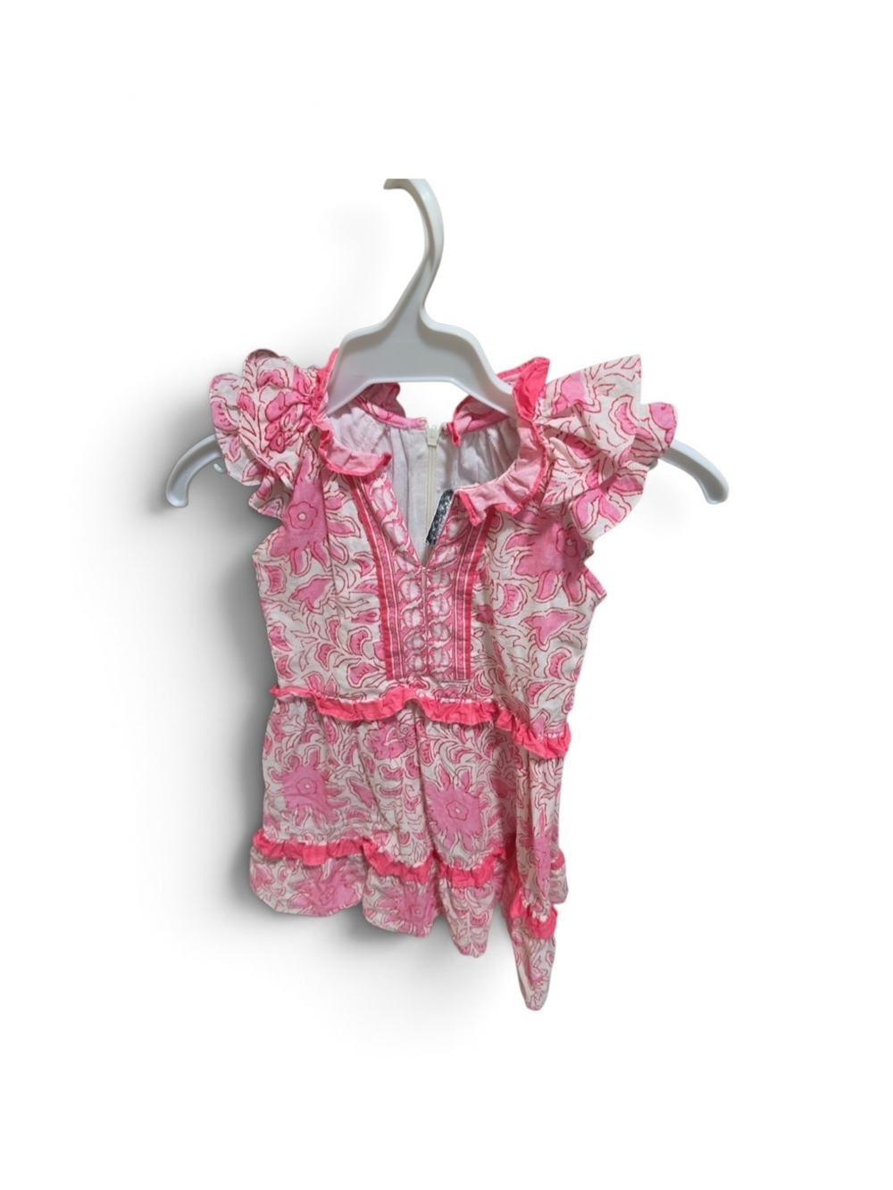 Bella Tu Bambina Girls Pink Floral Ruffle Dress Size 4